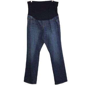 Liz Lange Maternity 18 Straight Leg Blue Jeans Belly Band Support Panel Stretch